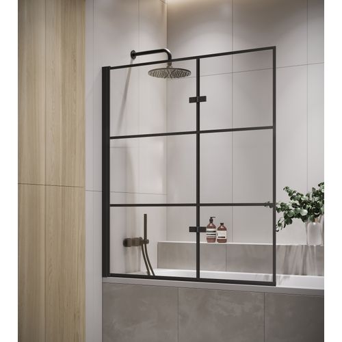 Paroi Baignoire Berkan 100 X 140 Cm Noir Verre Transparent