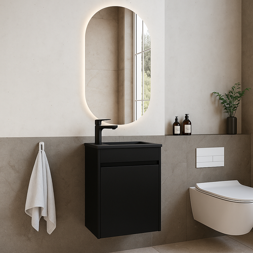 Meuble Lave-Mains Sinta 40 X 22 Cm - Noir Lavabo Noir