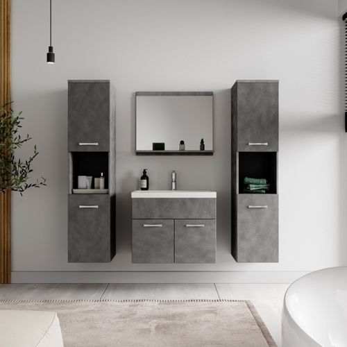 Meuble De Salle De Bain Montreal XL 60 Cm Lavabo Matera   Armoire De Rangement Meuble Lavabo Evier