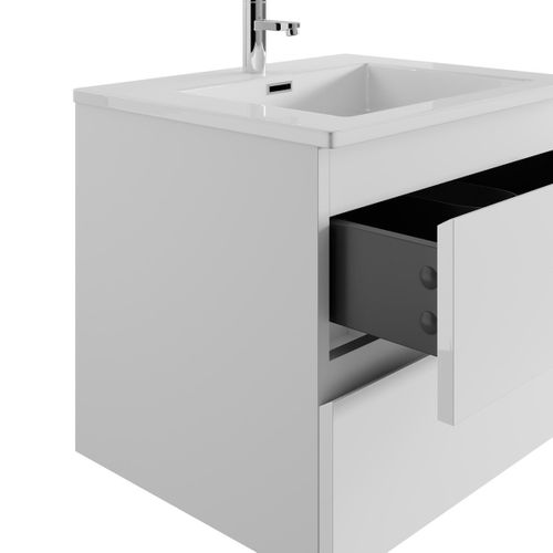 Meuble De Salle De Bain Angela 60 Cm Blanc Brillant – Armoire De Rangement Meuble Lavabo
