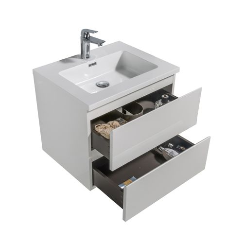 Meuble De Salle De Bain Angela 60 Cm Blanc Brillant – Armoire De Rangement Meuble Lavabo