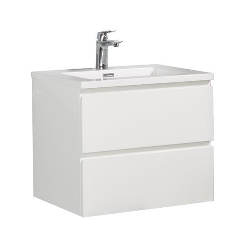 Meuble De Salle De Bain Angela 60 Cm Blanc Brillant – Armoire De Rangement Meuble Lavabo
