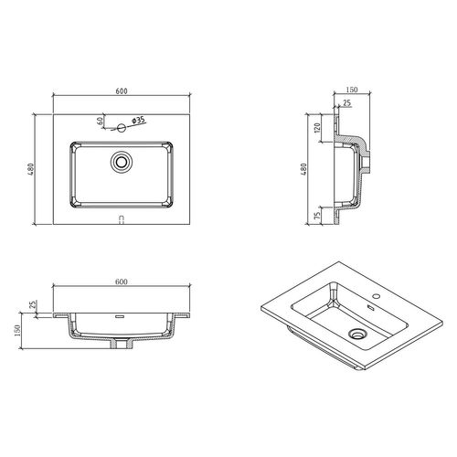 Meuble De Salle De Bain Angela 60 Cm Blanc Brillant – Armoire De Rangement Meuble Lavabo