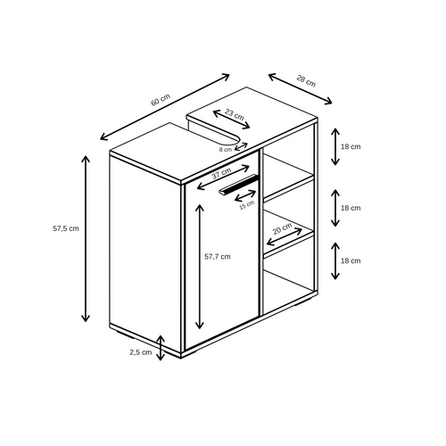 Meuble Sous-Vasque Neptunus - 60 X 28 X 60 Cm - Chêne