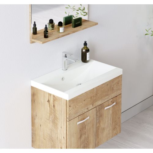 Meuble De Salle De Bain Montreal 01 60 Cm – Chêne Châtaignier – Meuble Avec Lavabo Et Armoire