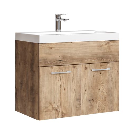 Meuble De Salle De Bain Montreal 01 60 Cm – Chêne Châtaignier – Meuble Avec Lavabo Et Armoire