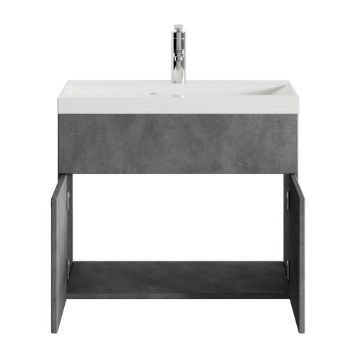 Meuble De Salle De Bain Montreal 01 60 Cm – Gris – Meuble Avec Lavabo Et Armoire