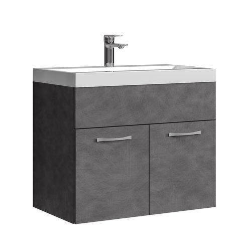 Meuble De Salle De Bain Montreal 01 60 Cm – Gris – Meuble Avec Lavabo Et Armoire
