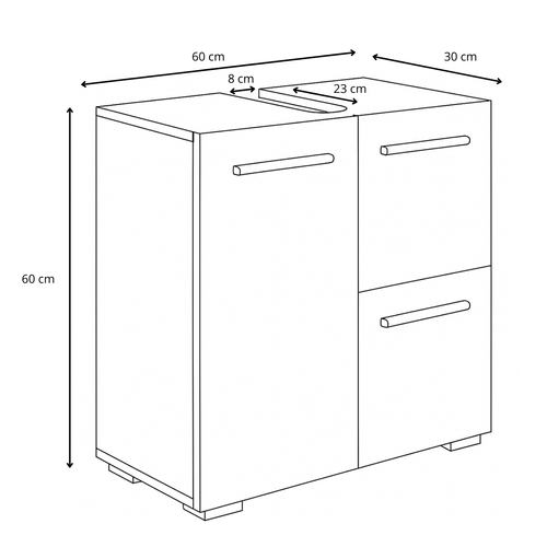 Meuble Vasque Mars Chene Chataignier Avec Gris 60 X 30 X 60 Cm Meuble De Salle De Bain,
