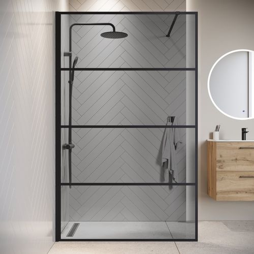 Paroi De Douche Essos - 120 X 200 Cm - Verre Teinté Noir
