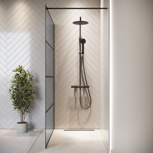 Paroi De Douche Essos - 120 X 200 Cm - Verre Teinté Noir