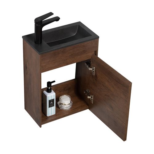 Meuble Lave-Mains Sinta 40 X 22 Cm - Marron Noyer Lavabo Noir