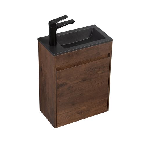 Meuble Lave-Mains Sinta 40 X 22 Cm - Marron Noyer Lavabo Noir