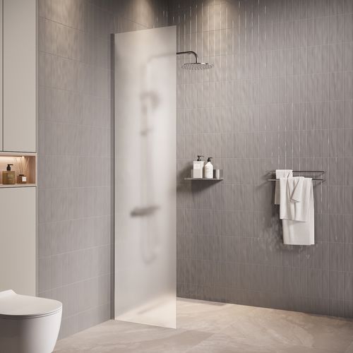 Paroi De Douche Florida - 40 X 200 Cm - Verre Mat - Chrome