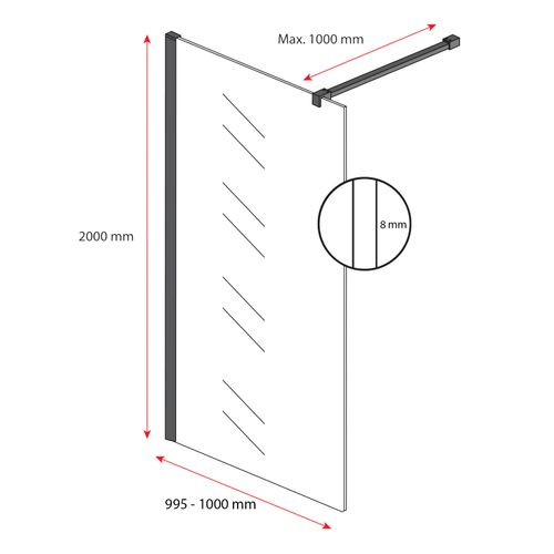 Paroi De Douche Florida - 100 X 200 Cm - Verre Mat - Chrome