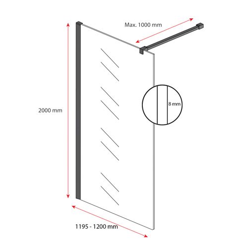 Paroi De Douche Florida - 120 X 200 Cm - Chrome