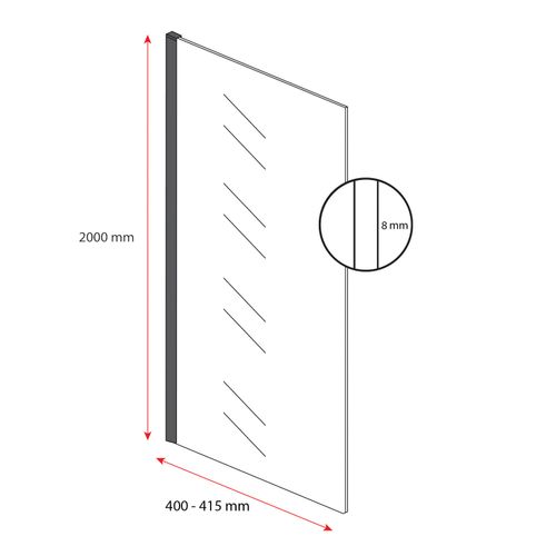 Paroi De Douche Florida - 40 X 200 Cm - Verre Mat - Noir