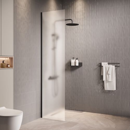 Paroi De Douche Florida - 40 X 200 Cm - Verre Mat - Noir