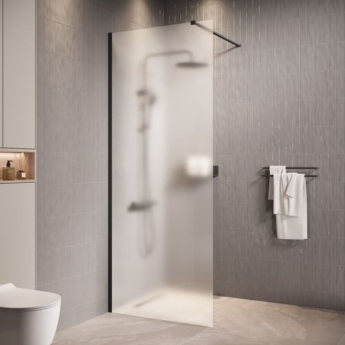 Paroi De Douche Florida - 60 X 200 Cm - Verre Mat -Noir