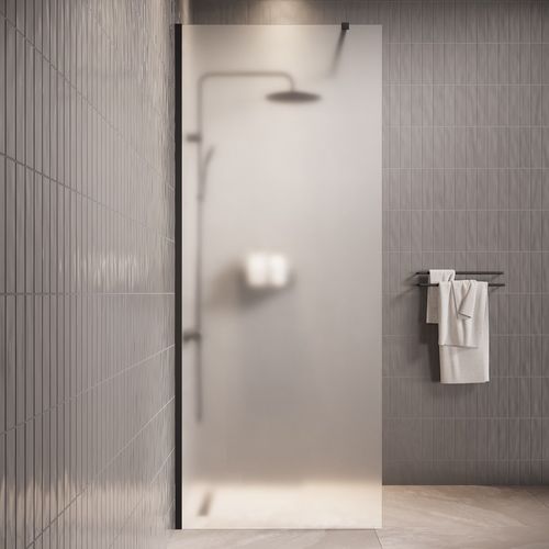 Paroi De Douche Florida - 90 X 200 Cm - Verre Mat - Noir