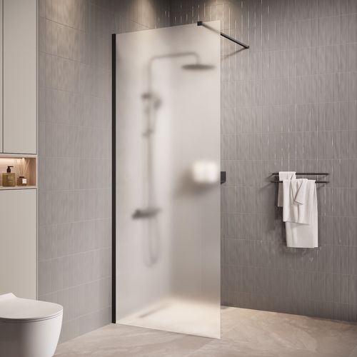 Paroi De Douche Florida - 90 X 200 Cm - Verre Mat - Noir