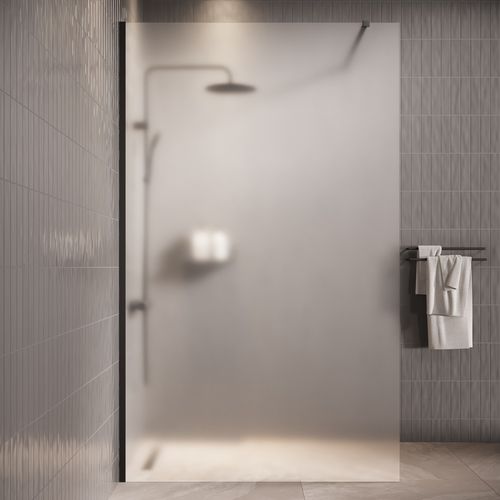 Paroi De Douche Florida - 100 X 200 Cm - Verre Mat - Noir
