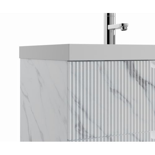 Meuble Vasque De Salle De Bain Thermis 80 Cm Lavabo Marbre Blanc