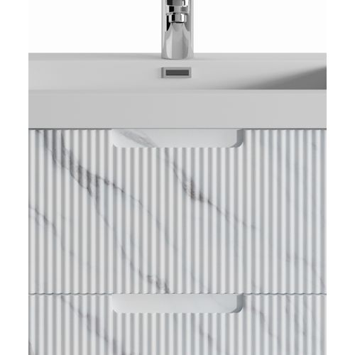Meuble Vasque De Salle De Bain Thermis 80 Cm Lavabo Marbre Blanc