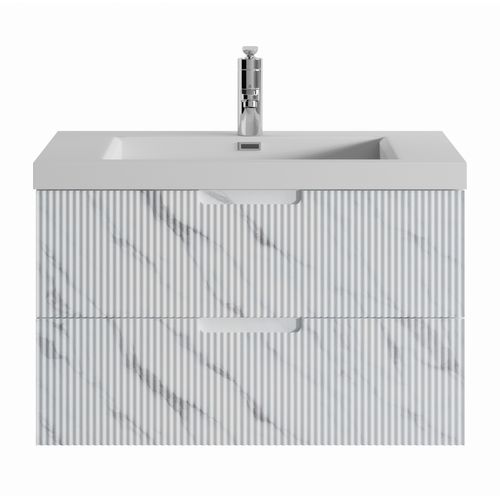 Meuble Vasque De Salle De Bain Thermis 80 Cm Lavabo Marbre Blanc