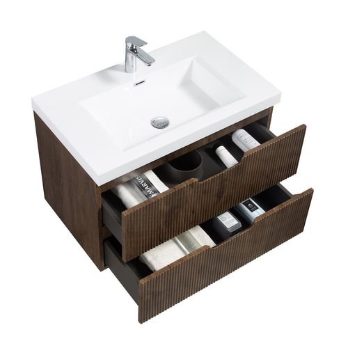 Meuble De Salle De Bain Thermis 80 Cm Lavabo Marron Noyer