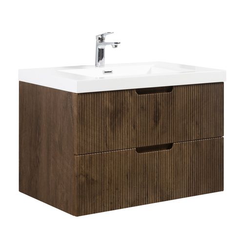 Meuble De Salle De Bain Thermis 80 Cm Lavabo Marron Noyer