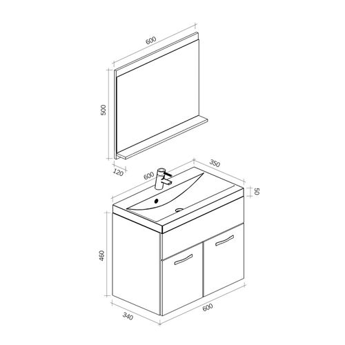 Meuble De Salle De Bain De Montreal 02 60 Cm Lavabo Chene Chataignier, Gris   Armoire De Rangement