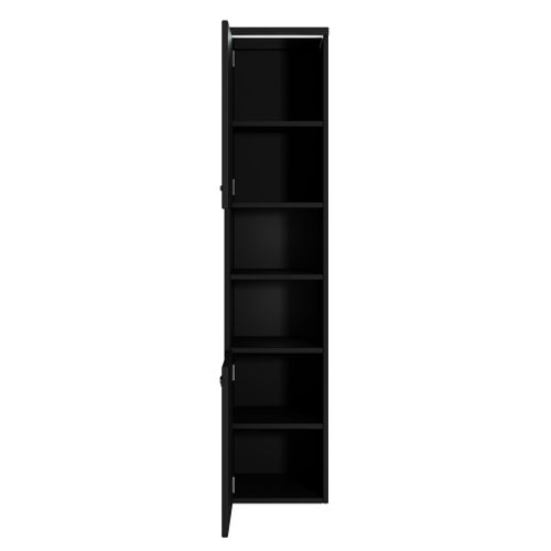 Armoire De Rangement Paso Hauteur 160 Cm Noir Mat   Meuble De Rangement Haut Placard Armoire Colonne