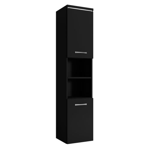Armoire De Rangement Paso Hauteur 160 Cm Noir Mat   Meuble De Rangement Haut Placard Armoire Colonne
