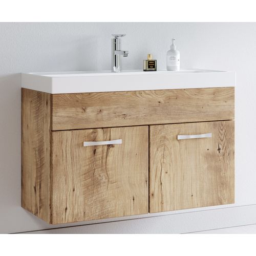 Meuble De Salle De Bain Paso 01 80 X 40 Cm Lavabo Chêne Châtaignier – Armoire De Rangement