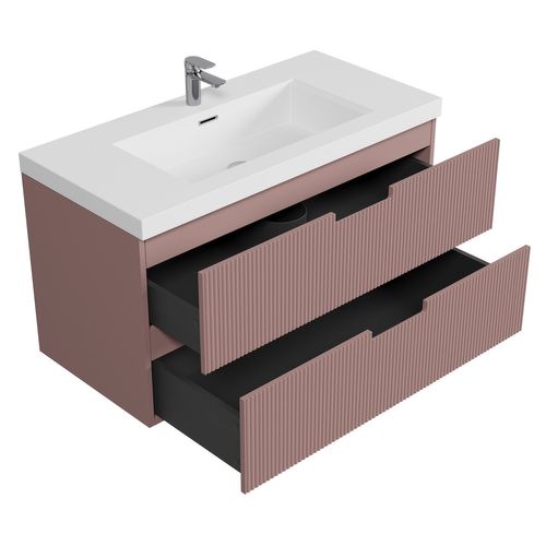 Meuble De Salle De Bain Thermis 100 Cm Lavabo Rose – Meuble Lavabo