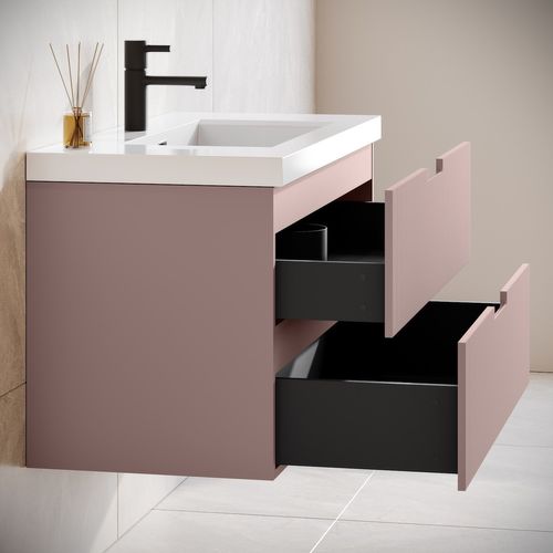 Meuble De Salle De Bain Thermis 100 Cm Lavabo Rose – Meuble Lavabo