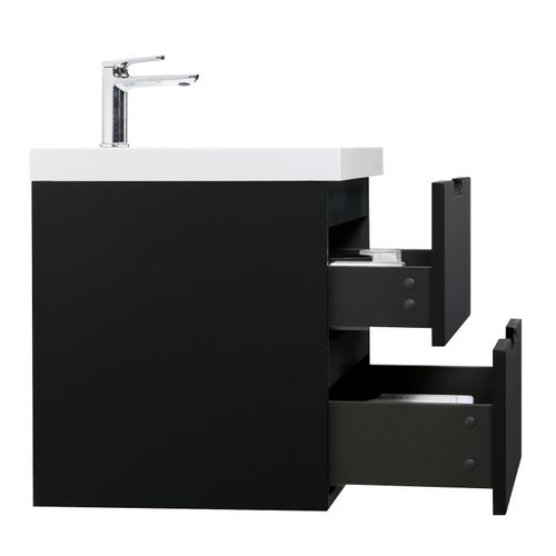 Meuble Vasque De Salle De Bain Thermis 60 Cm Lavabo Noir Mat