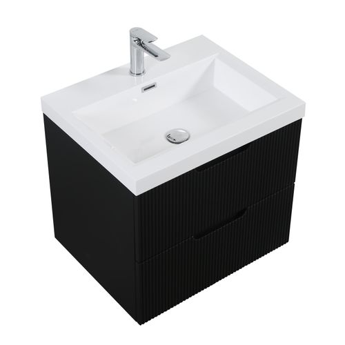 Meuble Vasque De Salle De Bain Thermis 60 Cm Lavabo Noir Mat