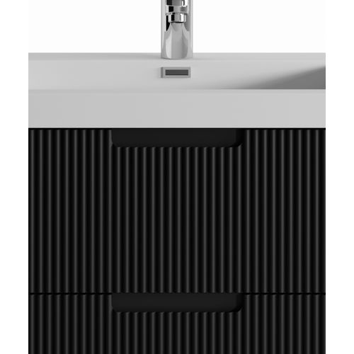 Meuble Vasque De Salle De Bain Thermis 60 Cm Lavabo Noir Mat