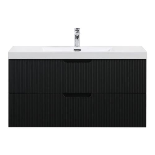 Meuble Vasque De Salle De Bain Thermis 100 Cm Lavabo Noir Mat