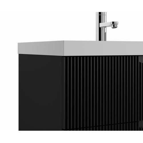 Meuble Vasque De Salle De Bain Thermis 100 Cm Lavabo Noir Mat