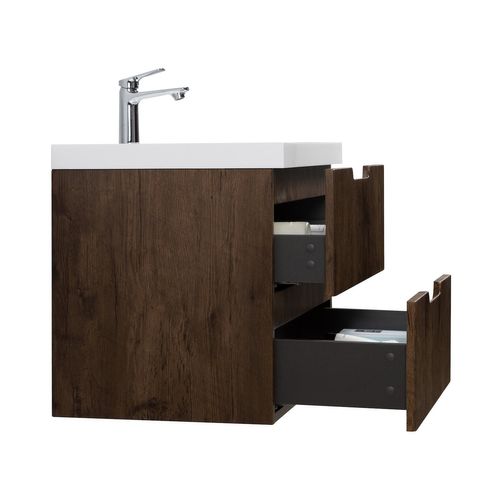 Meuble Vasque De Salle De Bain Thermis 60 Cm Lavabo Marron Noyer