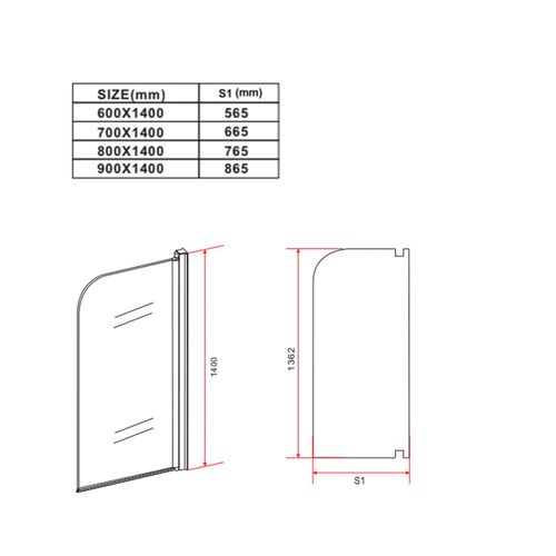 Paroi Baignoire Torino 60 X 140 Cm L'or Verre Transparent