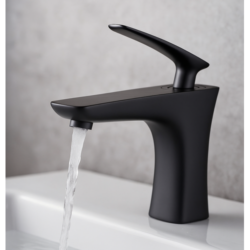 Robinet De Lavabo Pentos   Noir   Mitigeur Avec Kit De Montage Et Tuyaux