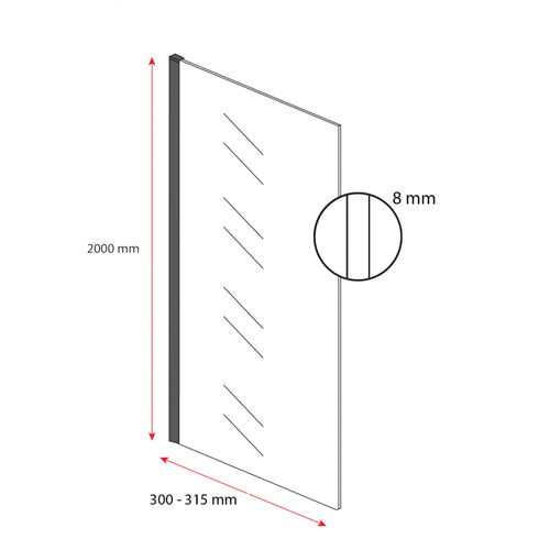 Douche à L’italienne Florida 30 X 200 Cm Badplaats Chrome Verre Semi Mat