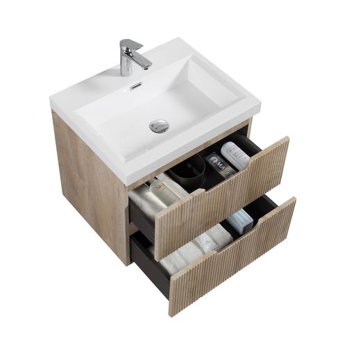 Meuble De Salle De Bain Thermis 60 Cm Lavabo Chene Clair