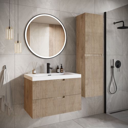 Meuble De Salle De Bain Thermis 60 Cm Lavabo Chene Clair