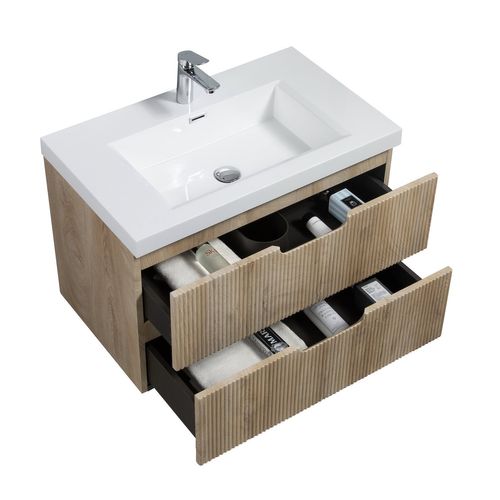 Meuble De Salle De Bain Thermis 80 Cm Lavabo Chene Clair
