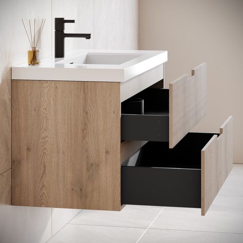 Meuble De Salle De Bain Thermis 80 Cm Lavabo Chene Clair